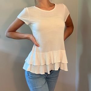 LOFT white ruffle top!